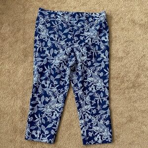 Navy blue floral design capris